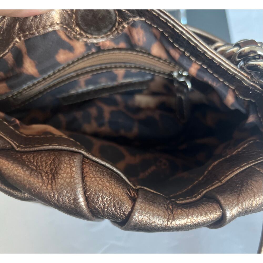 B‎ Makowsky Crossbody Bag Women Small Copper Excellent Metallic Leather Chain - Picture 8 of 13